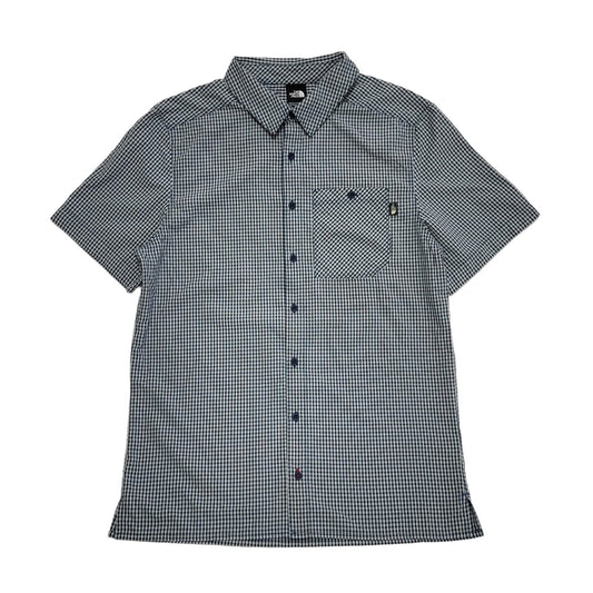 The North Face Blue White Check S/Sleeve Collared Shirt Men's UK M eu 50 H379