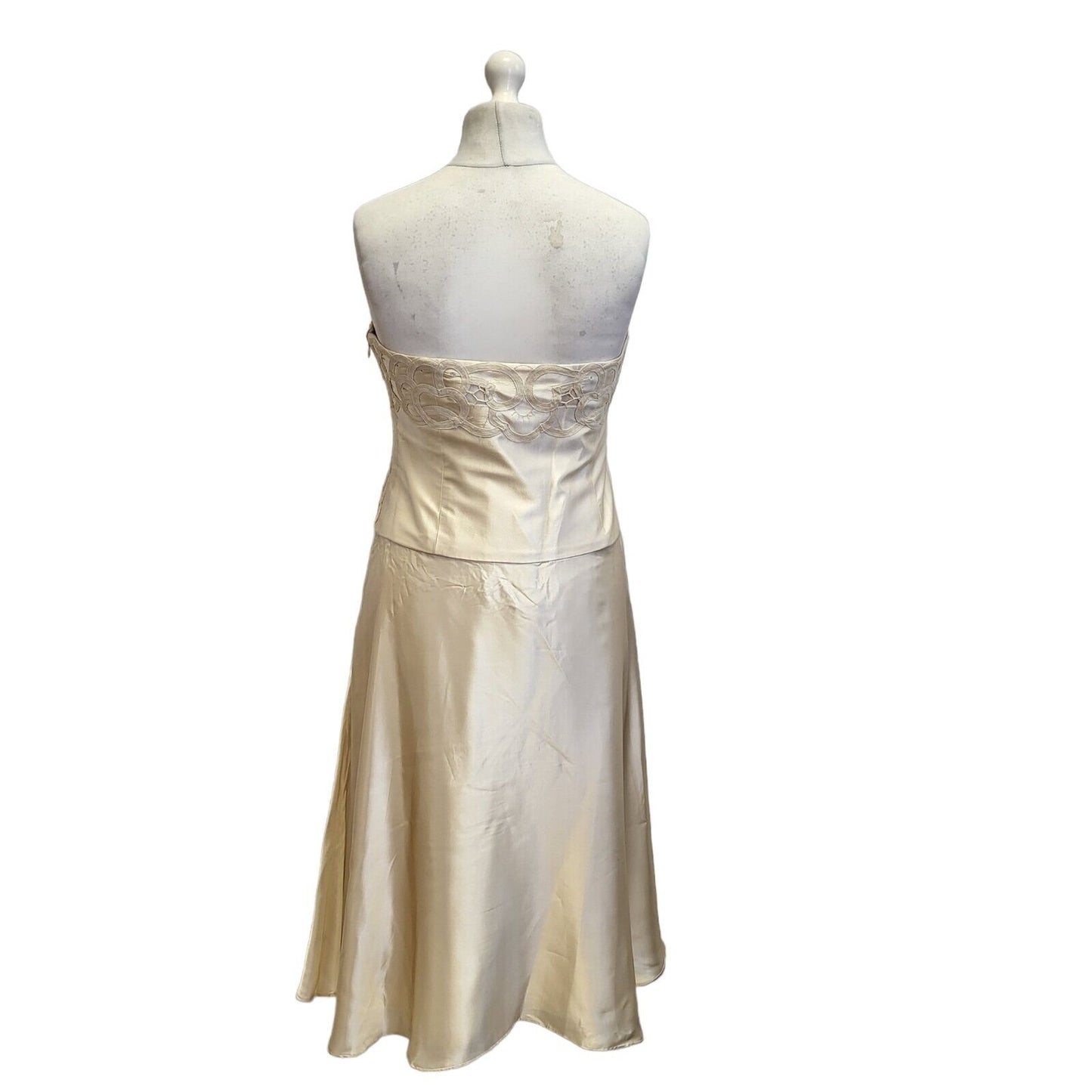 Monsoon Beige Off Shoulder Evening Party Dress Uk Women's 16 Eu 44 Bnwt G94