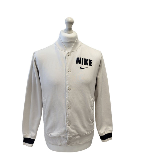 Nike White Snap Fasten Varsity Jacket Sports Top UK Men's Small G724