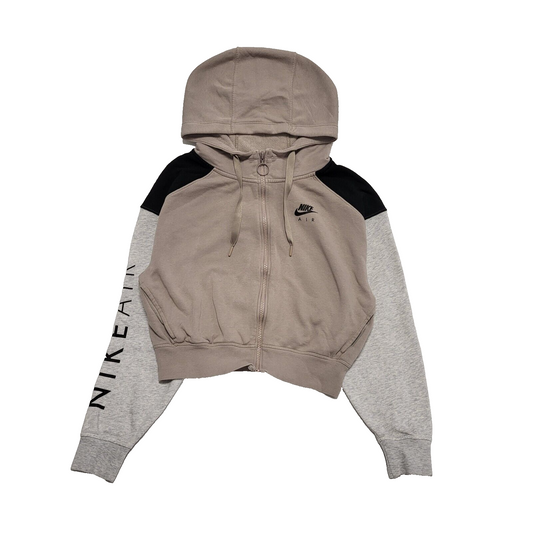 Nike Grey Black Cropped Drawstring Sweatshirt Hoodie Women's UK S 8 EU 36 H938