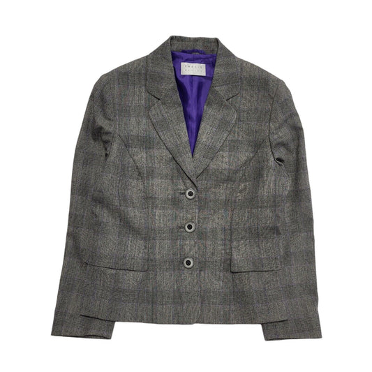 Precis Petite Grey Check Button Collared Suit Jacket Uk Women's 12 L H712
