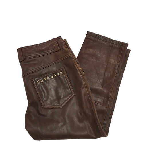 Moschino Jeans Brown Straight 3/4 Leather Jeans Women's uk M W28 L22 H656