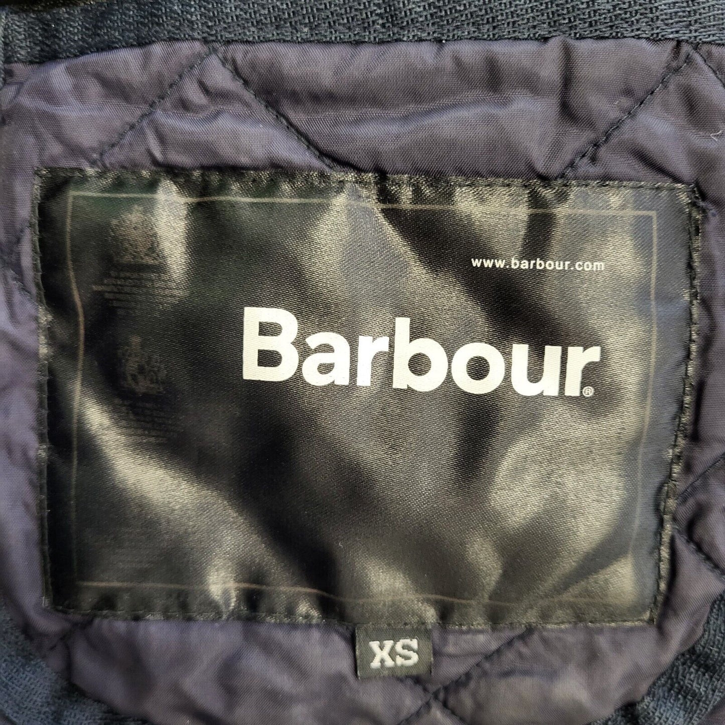 Barbour Liddesdale Navy Blue Snap Fasten Quilted Jacket Men's  uk xS H74