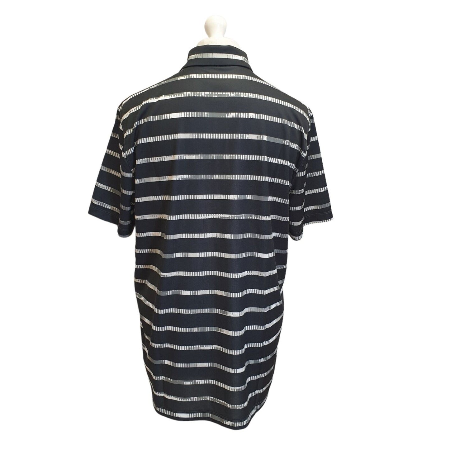 Nike Dri-Fit Black Grey Striped Short Sleeve Polo T-Shirt Uk Men's L Eu 54 G62
