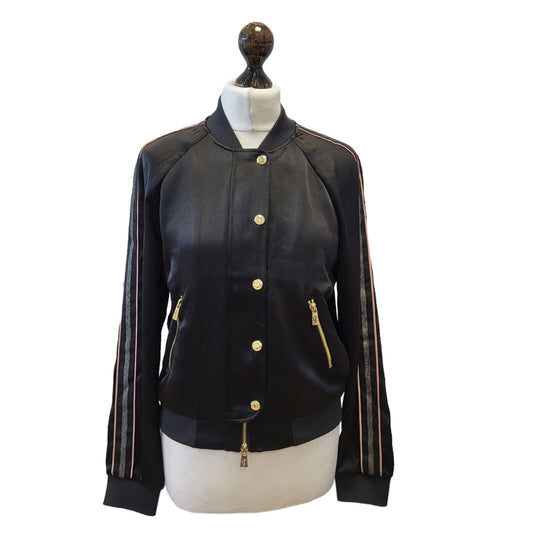 Juicy Couture Tracksuit Track Jacket Black Gold Full Zip Uk S EU 36 G162