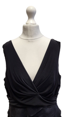 Adriana Papell Black Ruffled Evening Formal Cocktail Dress Women's XL 14 G806