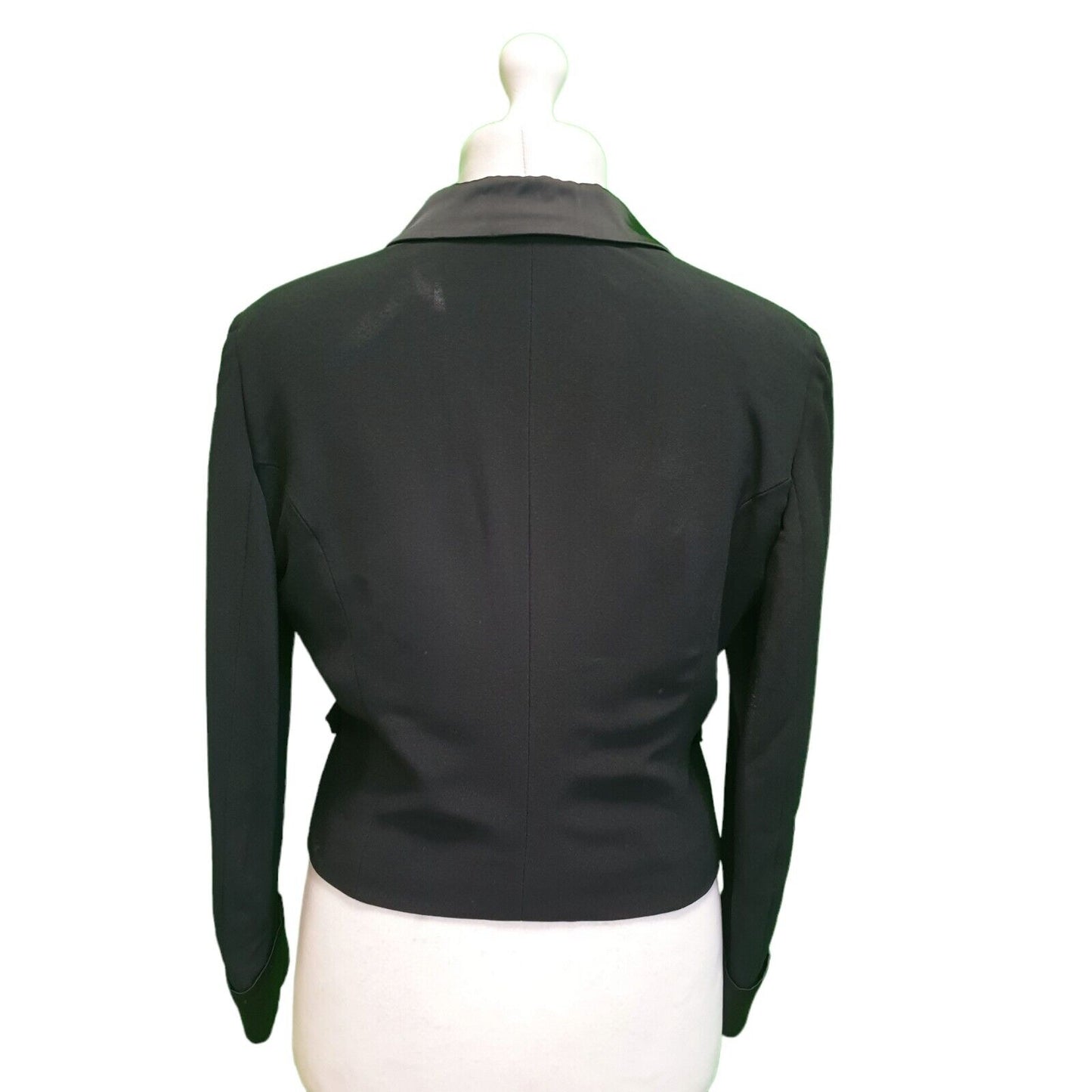 Moschino Black Collared Cropped Suit Blazer Jacket UK Women's 14 H787
