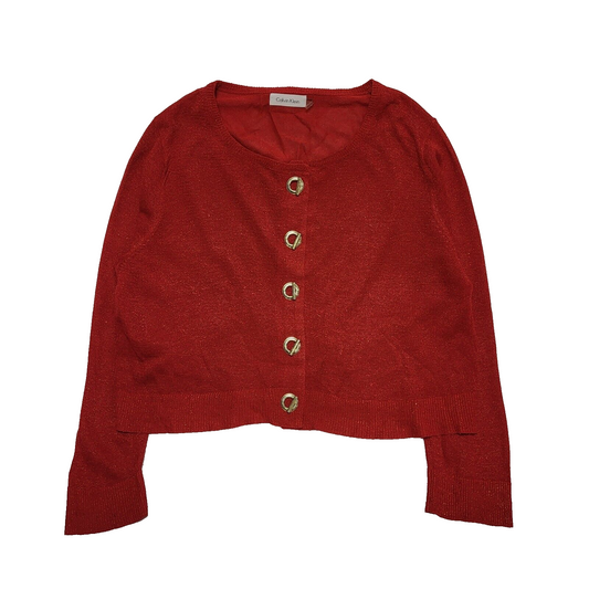 Calvin Klein Red Glitter Toggle Cardigan UK Women's Large H950