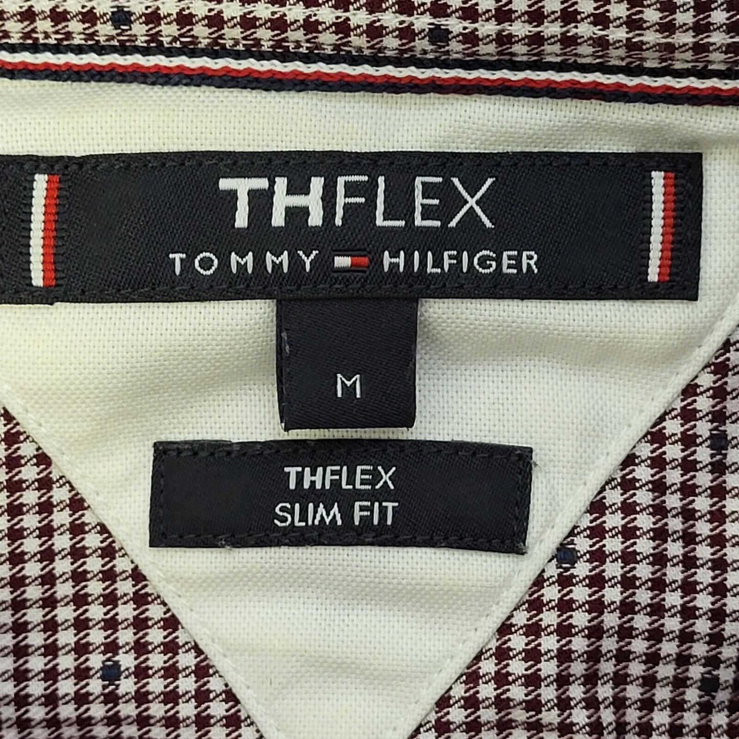 Tommy Hilfiger Red White Check Slim Long Sleeve Shirt Uk Men's Medium G587