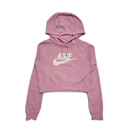 Nike Pink Cropped Drawstring Sweatshirt Hoodie Women's UK XS 6 EU 34 H944