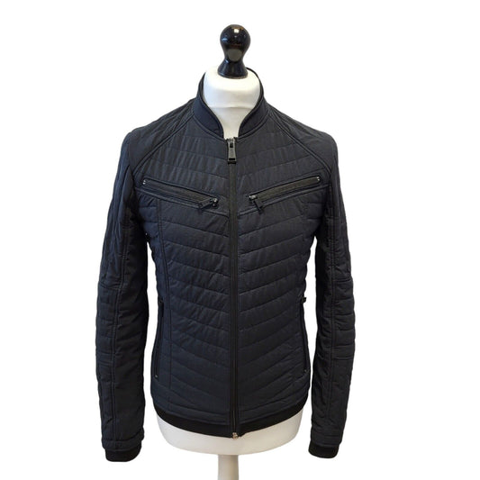 Guess Black Ribbed Slim Fit Zipped Jacket Uk Men's S Eu 46 G302