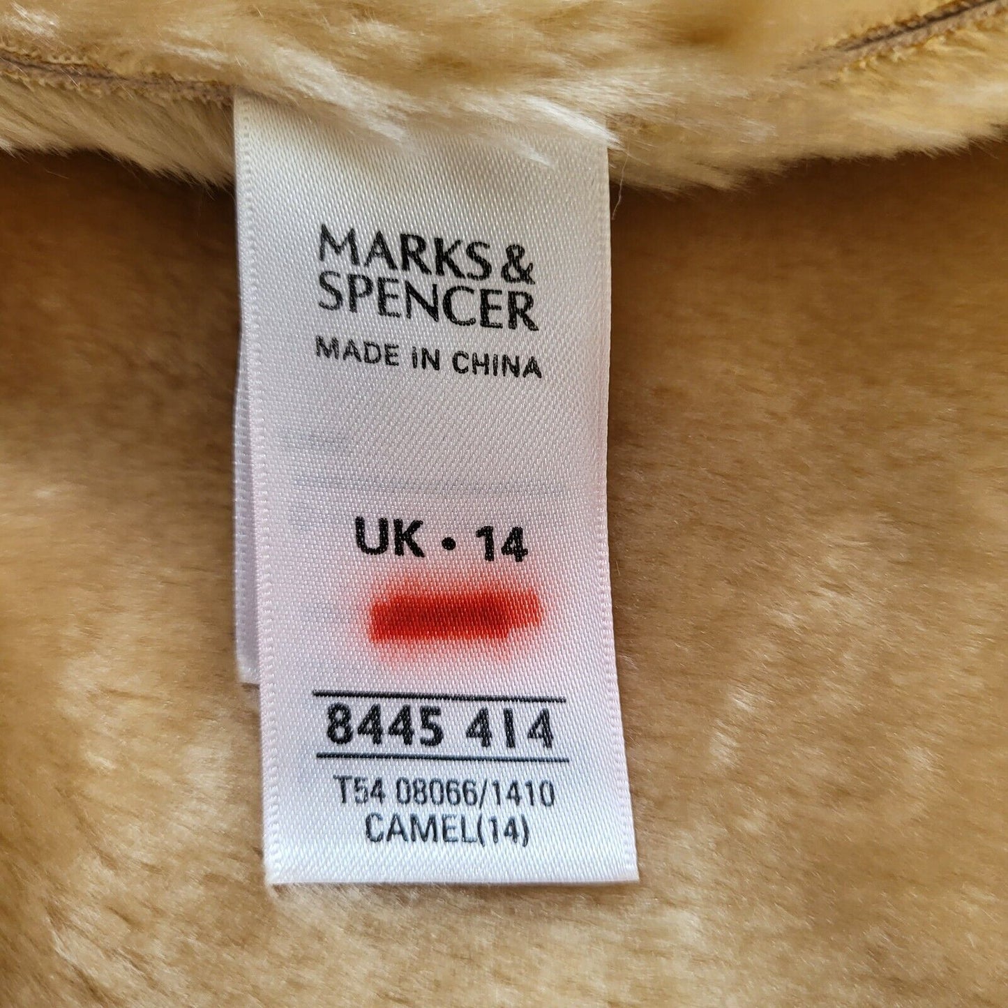 Marks & Spencer Beige Faux Fur Long Sleeve Coat Women's L 14 eu 42 G851