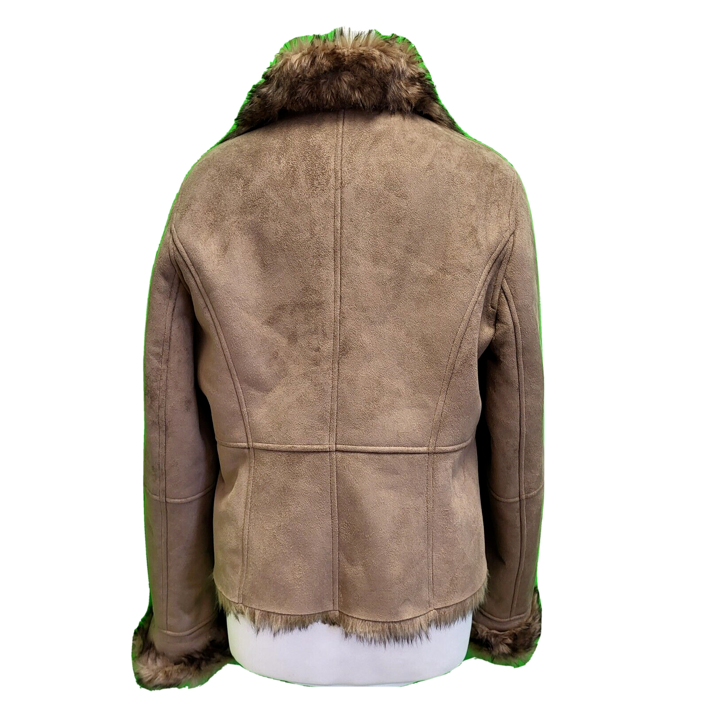 Emma Fontaine Brown Suede Faux Fur Collared Jacket UK Women's 14 H690