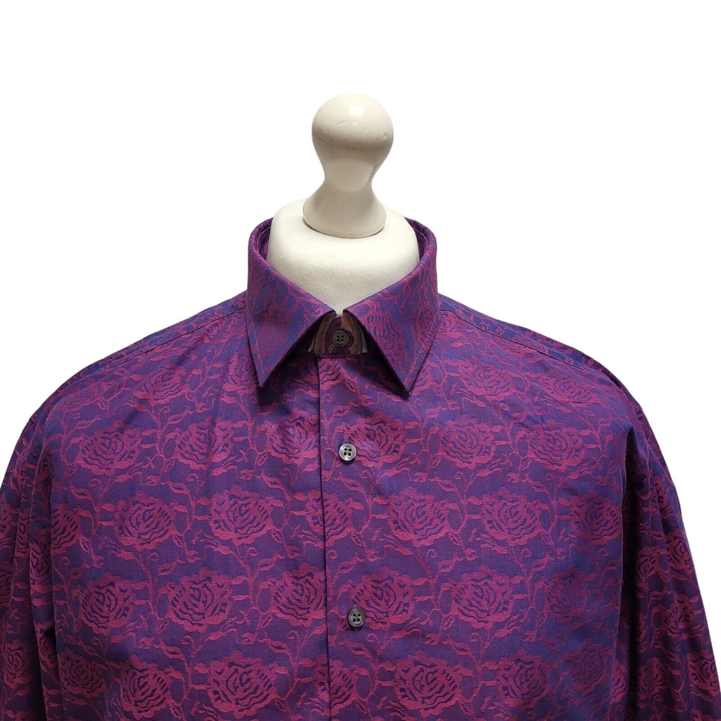 Moss Esq Purple Long Sleeve Shirt Uk Men's Large Long BB379
