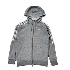Adidas Grey Drawstring Zipped Sweatshirt Hoodie Uk Men's Small G475