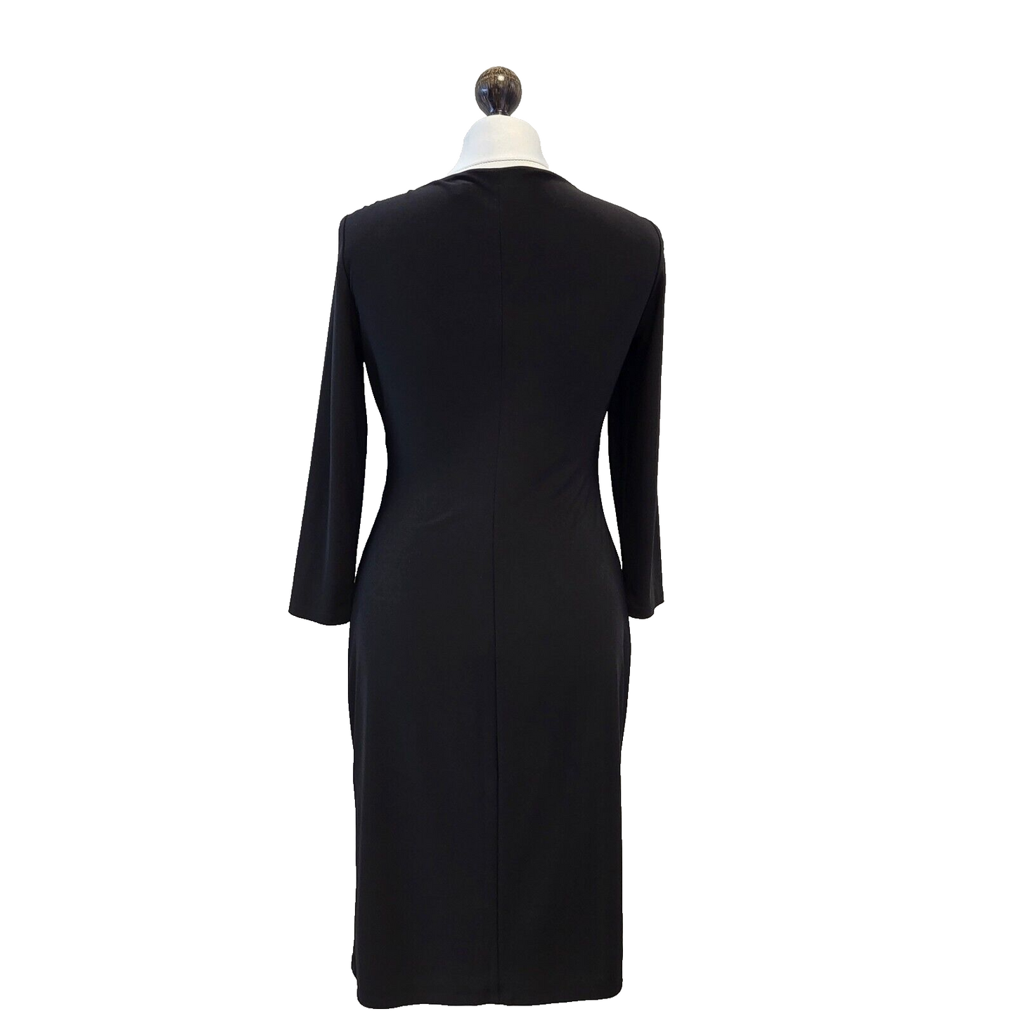 Ralph Lauren Black 3/4 Sleeve V-Neck Dress Uk Women's uk 8 (usa 4) G607