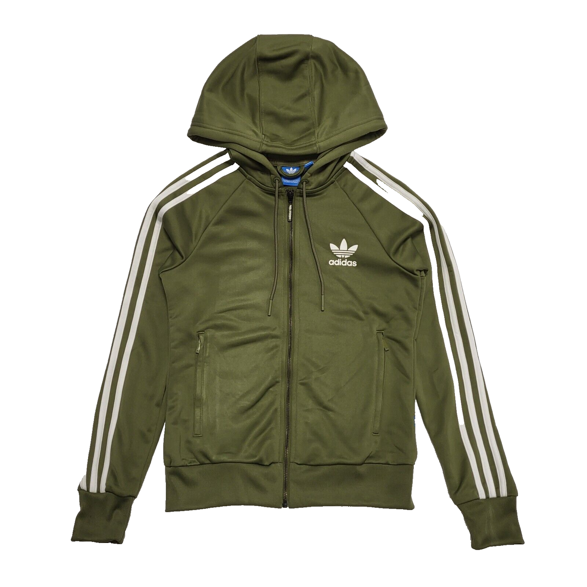 Adidas Green Zipped Drawstring Tracksuit Hoodie Women's Uk 8 S EU 32 H934