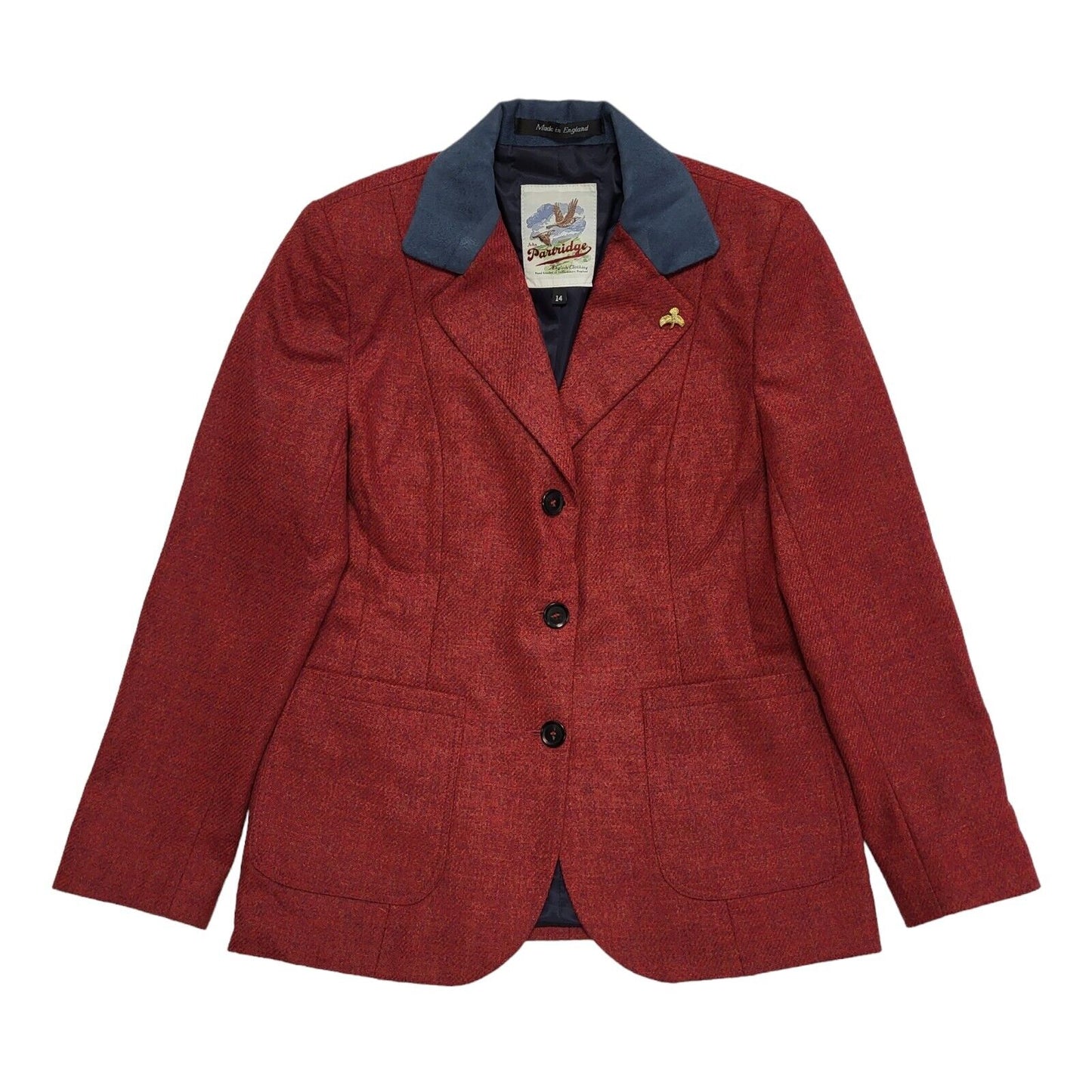 John Partridge Red Button Collared Suit Jacket Uk Women's xL 14 H720