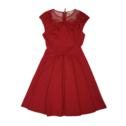 Ted Baker Red Sleeveless Evening A-Line Dress UK Women's Small BB346