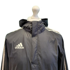 Adidas Black White Trim 1/4 Zip Lightweight Hooded Sport Jacket Men's UK S H133