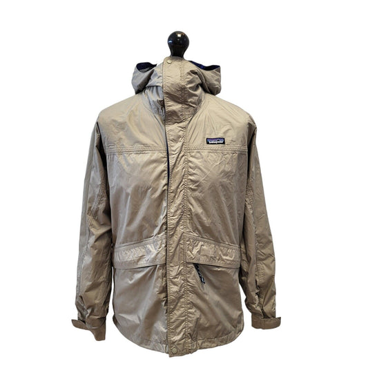Pantagonia Windbreaker Jacket Beige Full Zip Hooded UK S EU 48 G158