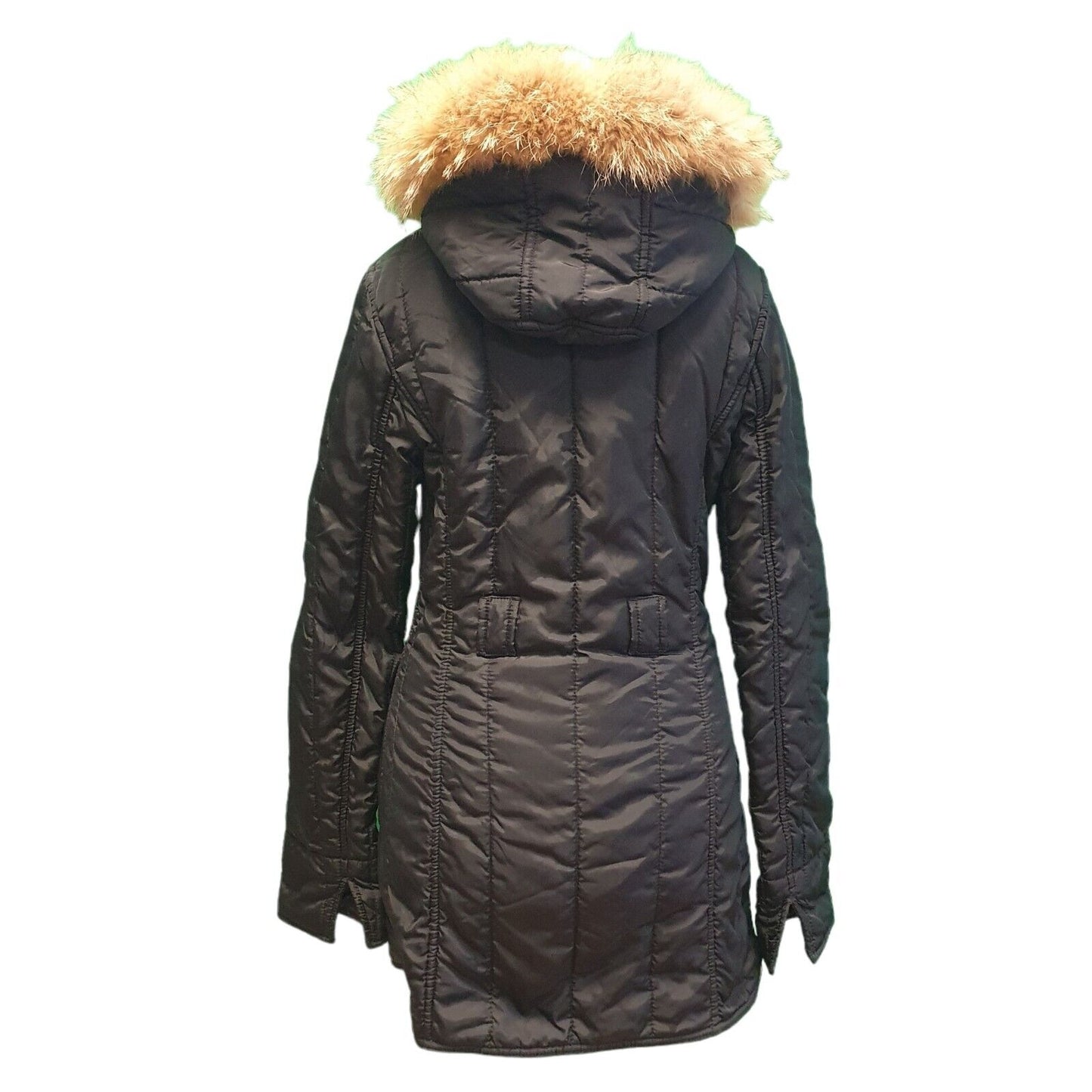 Calvin Klein Jeans Black Zipped Hooded Parka coat Women's xS 6 eu 34 G751