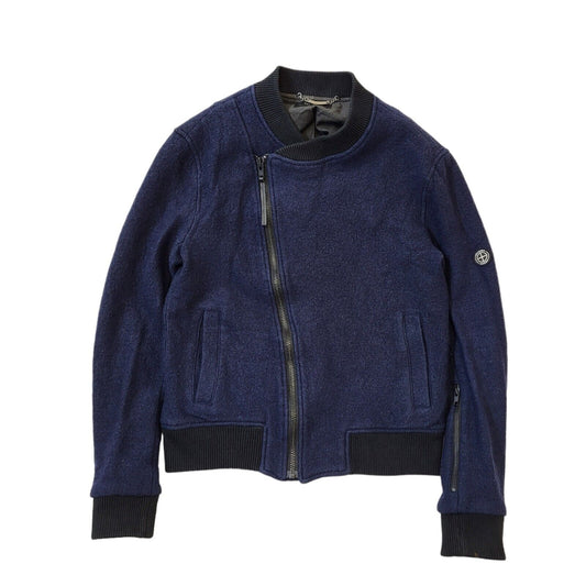 Religion Navy Blue Zipped Wool Jacket Uk Men's Medium G650