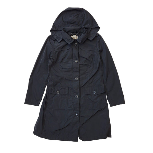 Jigsaw Black Zip & Button Lightweight Hooded Coat UK Women's Large G667