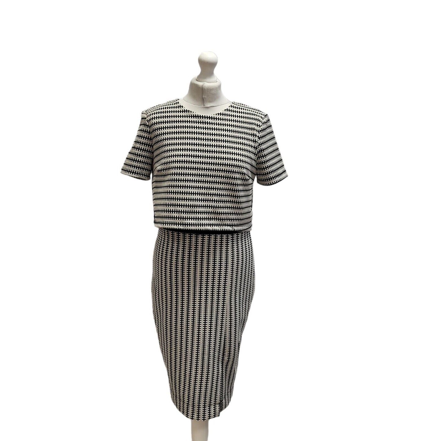 Miss Selfridge Black White Short Sleeve Formal Dress UK Women's 14 Bnwt BB343