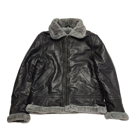 Feather Skin Black Zipped Leather Jacket Uk Men's Small BB323
