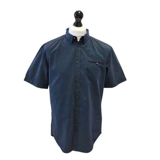 Tokyo Laundry Navy Blue Short Sleeve Shirt Uk Men's L Eu 54 Bnwt G296