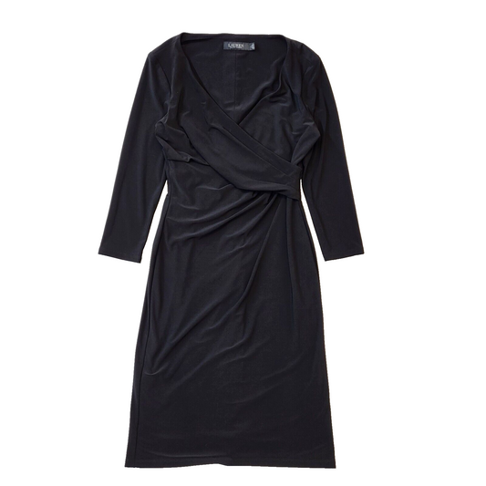 Ralph Lauren Black 3/4 Sleeve V-Neck Dress Uk Women's uk 8 (usa 4) G607