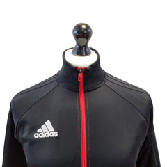 Adidas Track Jacket Black Red Long Sleeve Full Zip Mens UK S EU 48 G363