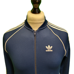 Adidas Blue White Long Sleeve Sports Tracksuit Top Men's UK XS H966