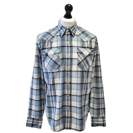 Gant Blue Check Long Sleeve Shirt Uk Men's 2XL Eu 60 Bnwt G282