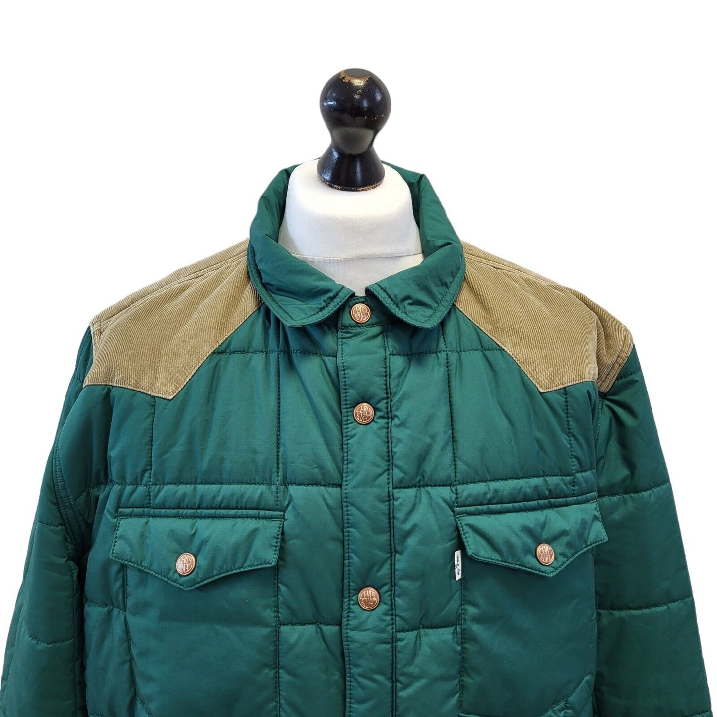 Levi's Green Snap Fasten Quilted Jacket Uk Men's 2XL G649
