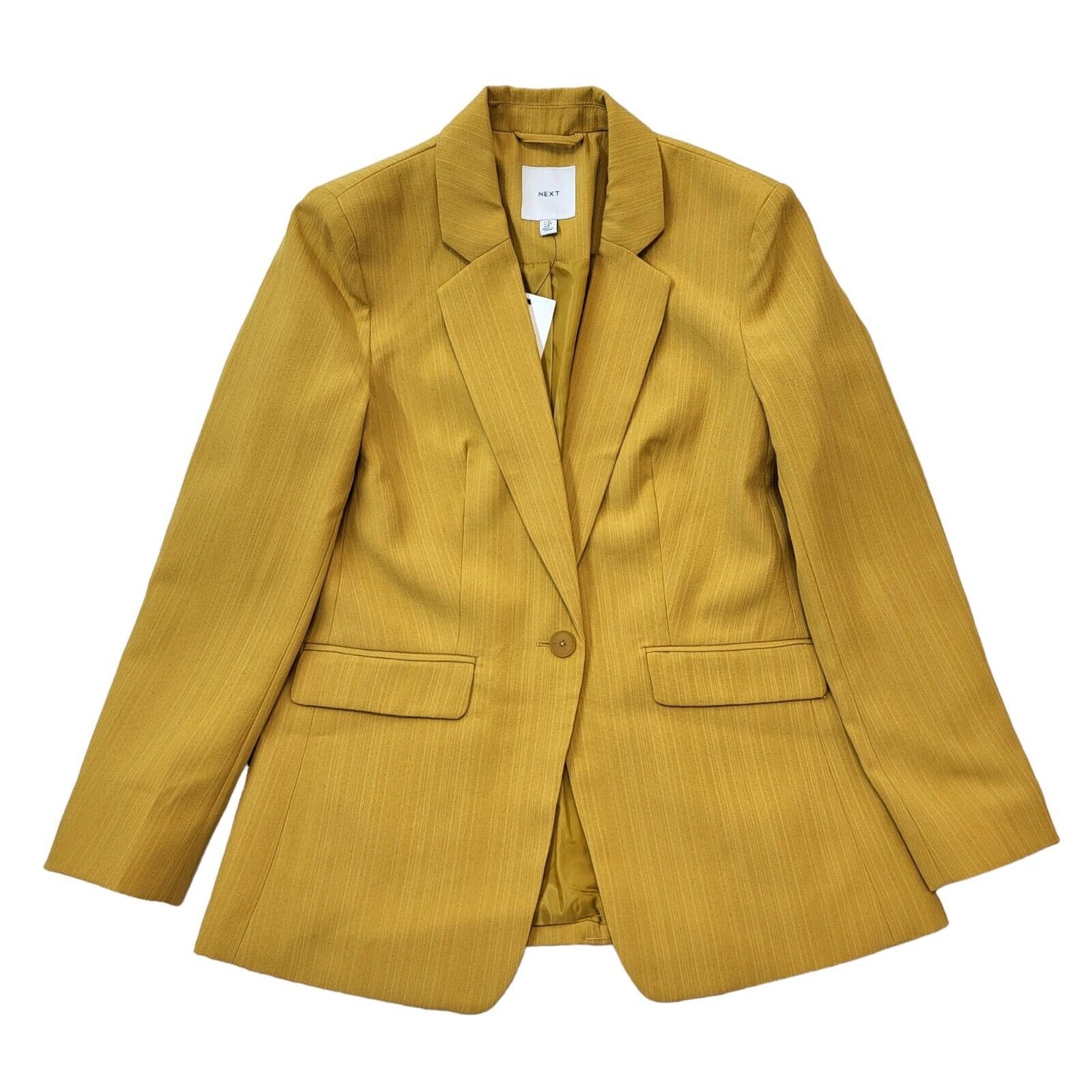 Next Gold One Button Blazer Suit Jacket Uk Women's 12 Eu 40 Bnwt G258