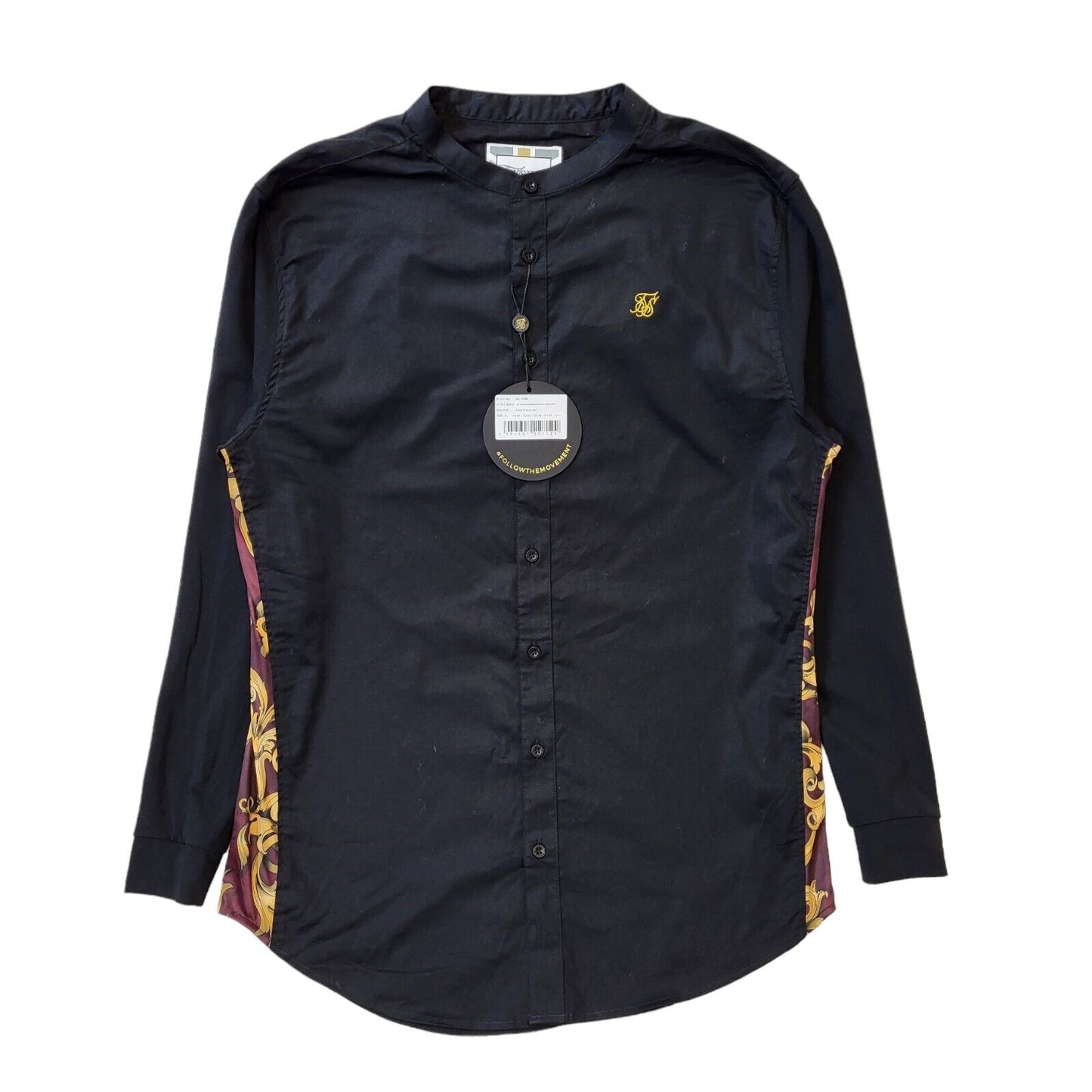 Siksilk Black Long Sleeve Extra Slim Shirt Uk Men's Extra Large G579