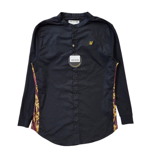 Siksilk Black Long Sleeve Extra Slim Shirt Uk Men's Extra Large G579
