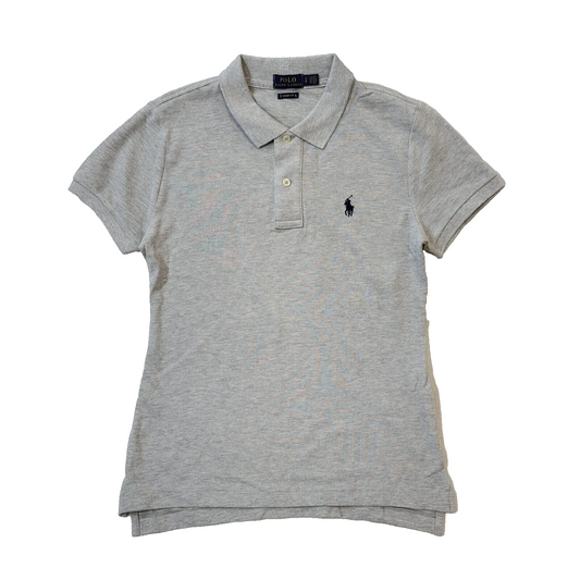Polo Ralph Lauren Grey Skinny Fit Short Sleeve Polo Shirt Women's Uk S 8 H129