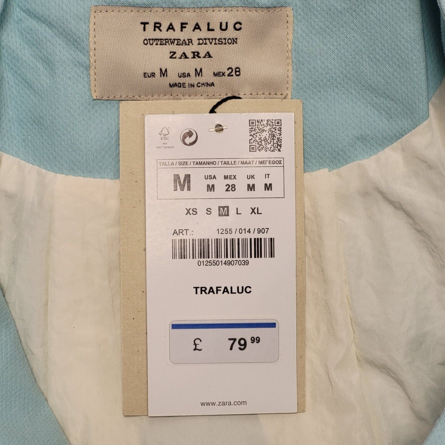 Trafaluc Zara Light Blue Button Formal/Casual Coat UK Women's M Bnwt BB318
