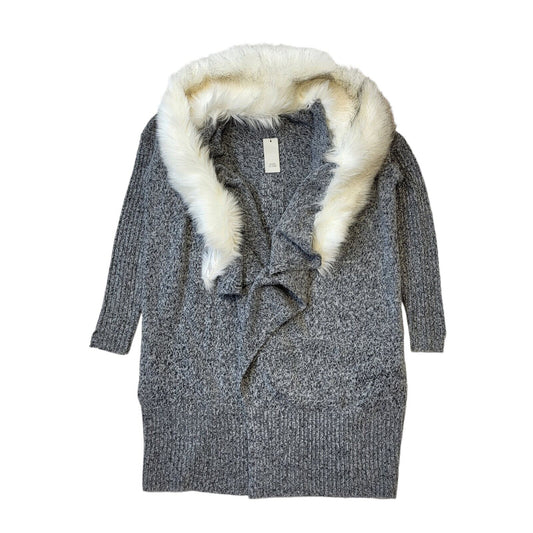 River Island Waterfall Cardigan Grey Fur Trim BNWT Uk Women's Size S G384