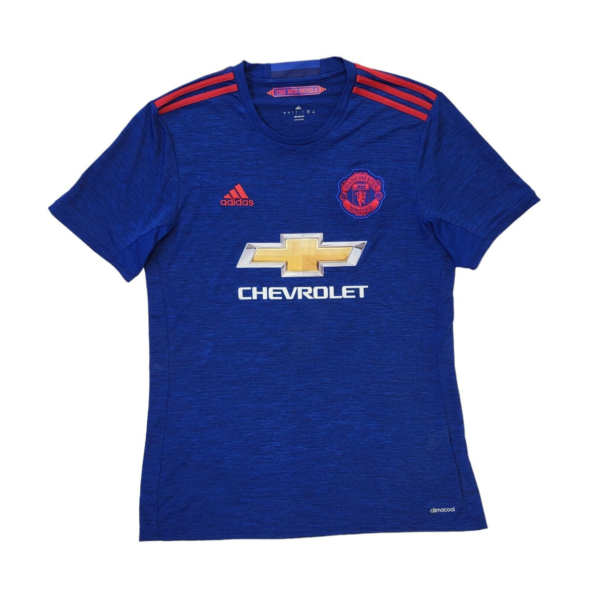 Adidas Blue Slim Fit Manchester Utd Chevrolet Football Top Men's  uk L G908