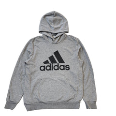 Adidas Grey Spell Out Retro Sports Drawstring Sweatshirt Hoodie Men's uk L G766