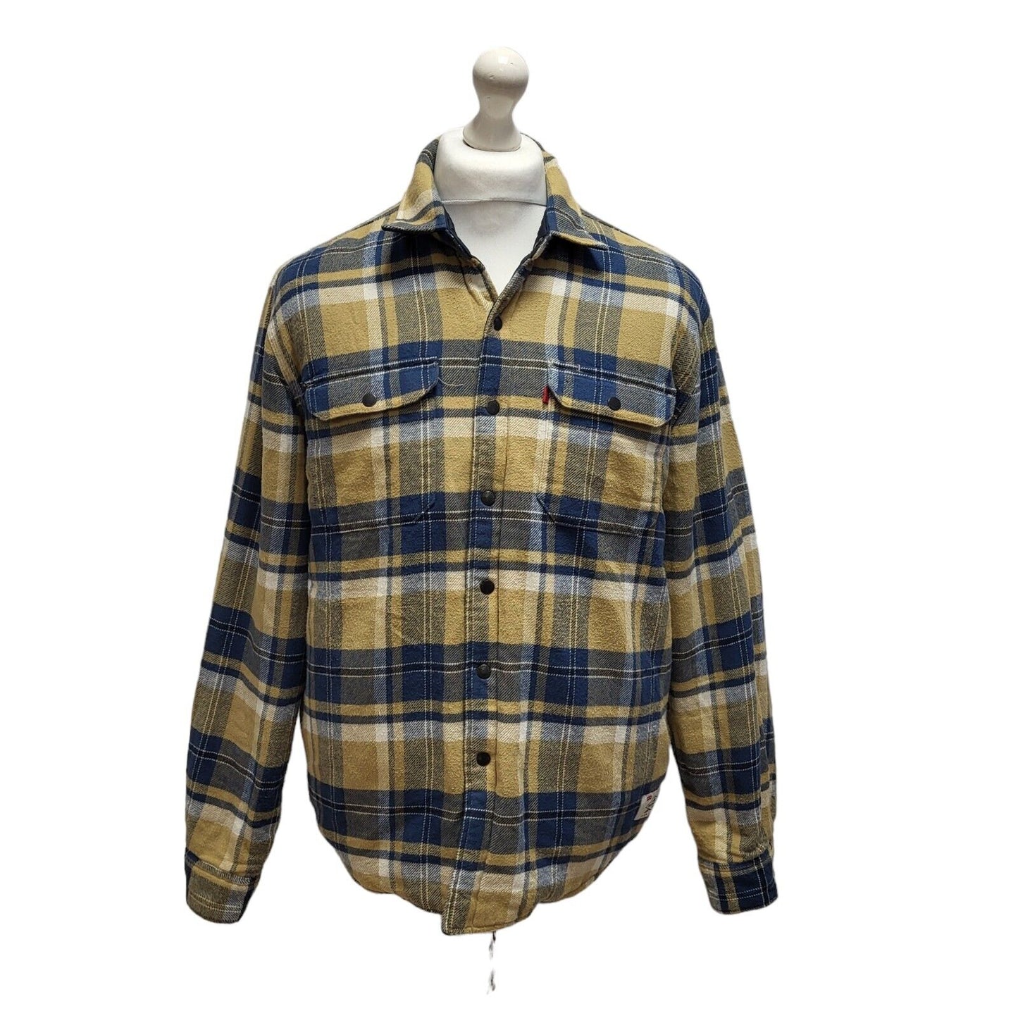 Levi's Reversible Blue Beige Check Jacket Uk Men's XL BB299