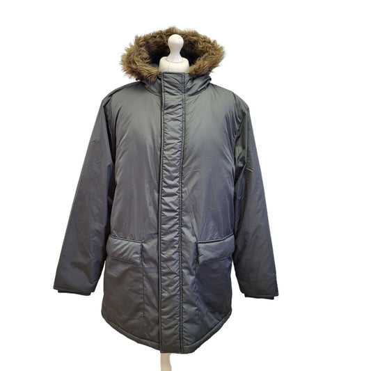 French Connection Grey Zip & Snap Hooded Parka Coat Uk Men's xL Eu 56 G31