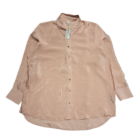 River Island Pink Nylon Long Sleeve Shirt Uk Women's Size 14 Bnwt BB393