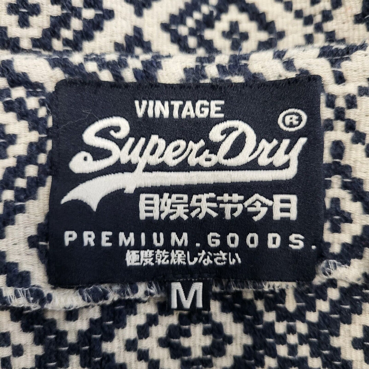 Superdry Blue White Aztec Snap Front Short Pencil Skirt Women's uk M W28 G815