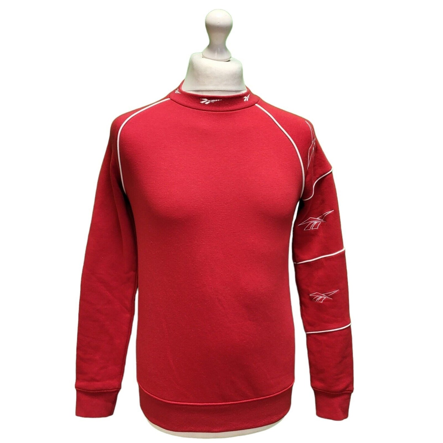 Reebok Red White Long Sleeve Cotton Sports Sweatshirt Men's Uk XS H680