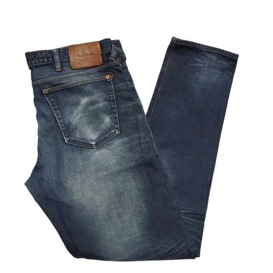 Paul Smith Faded Blue Slim Leg Distressed Denim Jeans Men's XL W36 L33 H197
